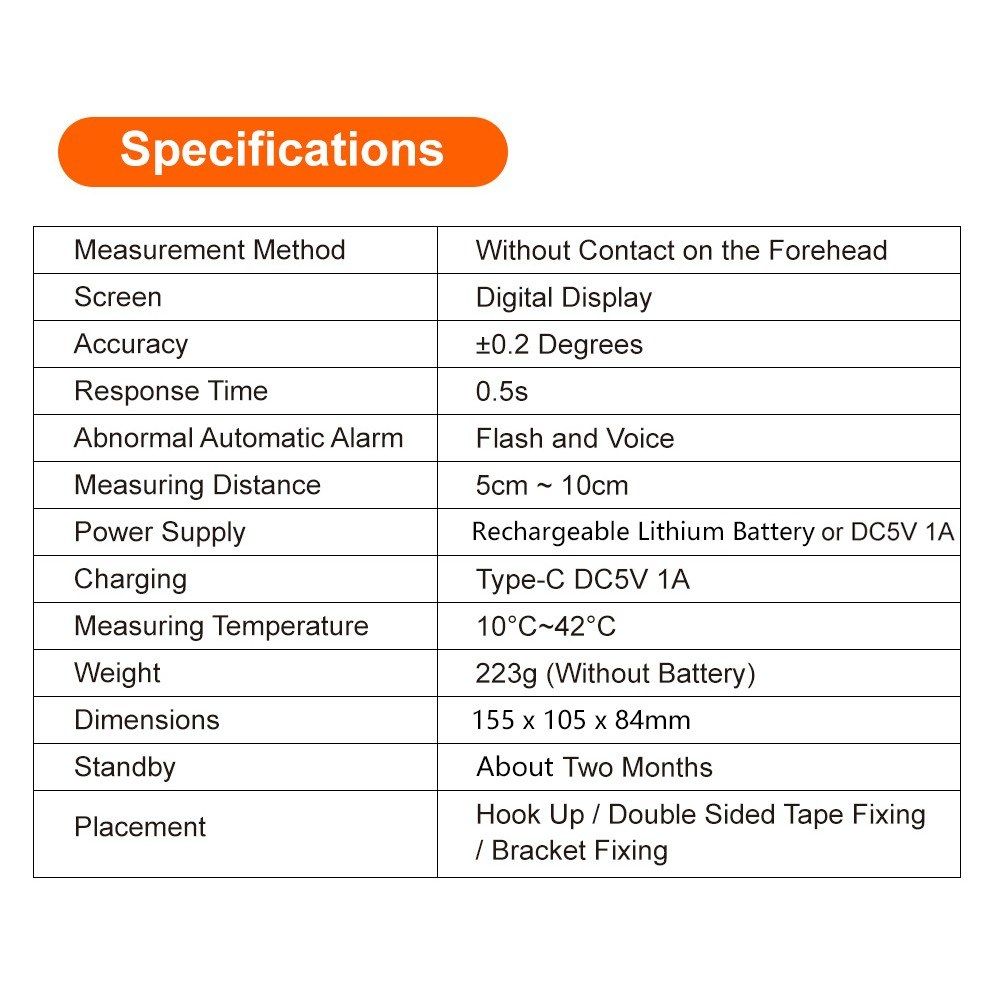 Wall-mounted Infrared Thermometer With 3 Colors Indicator