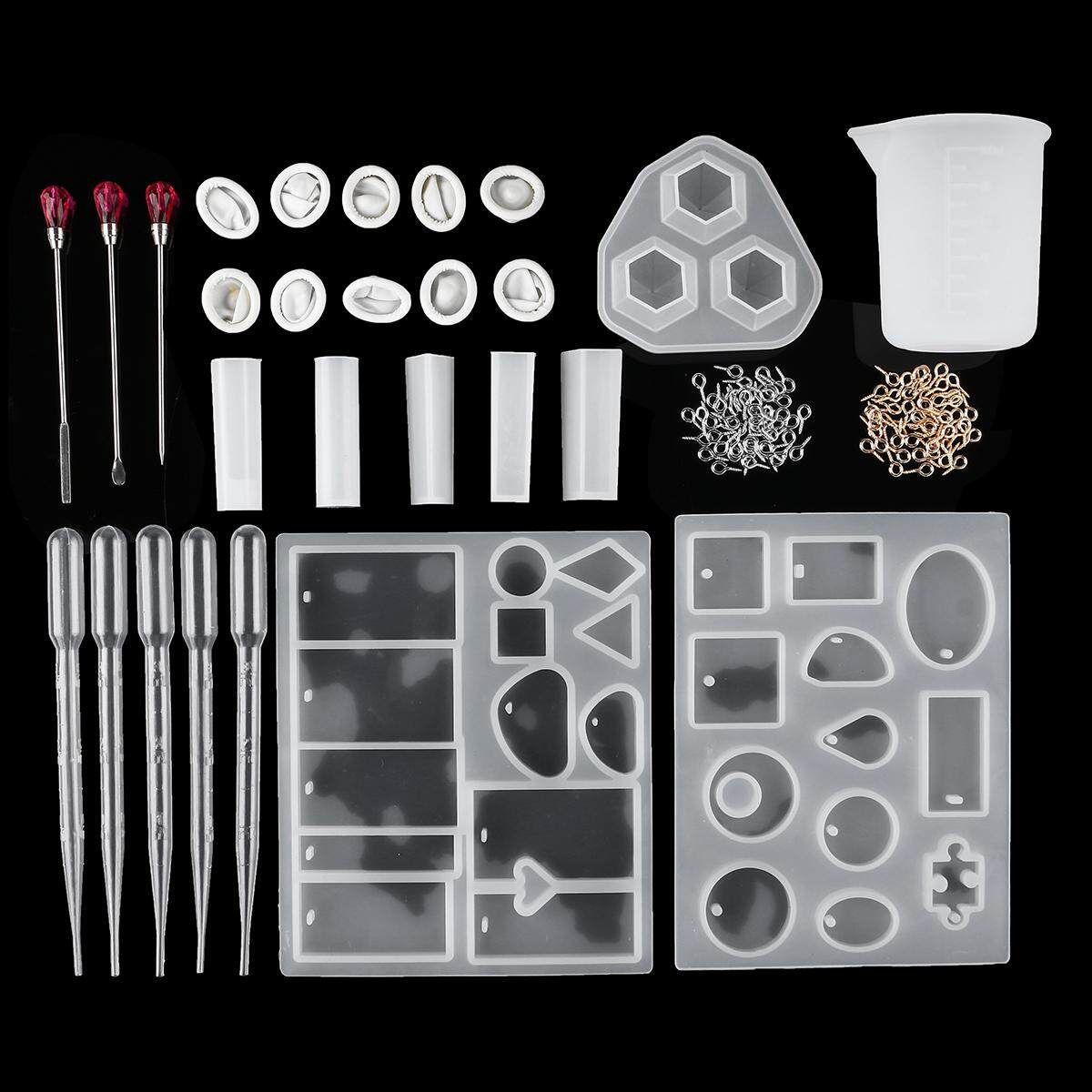 128Pcs Resin Casting Molds Jewelry Making Silicone Mould Metal Pendant Craft Kit