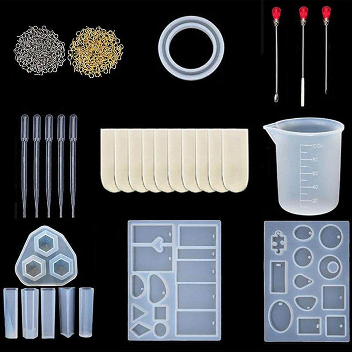 128Pcs Resin Casting Molds Jewelry Making Silicone Mould Metal Pendant Craft Kit