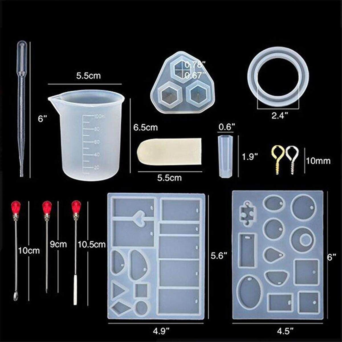 128Pcs Resin Casting Molds Jewelry Making Silicone Mould Metal Pendant Craft Kit