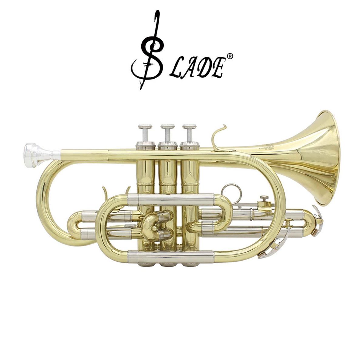 SLADE Professional Bb Flat Cornet Brass Instrument with Carrying Case Gloves Cleaning Cloth Brushes