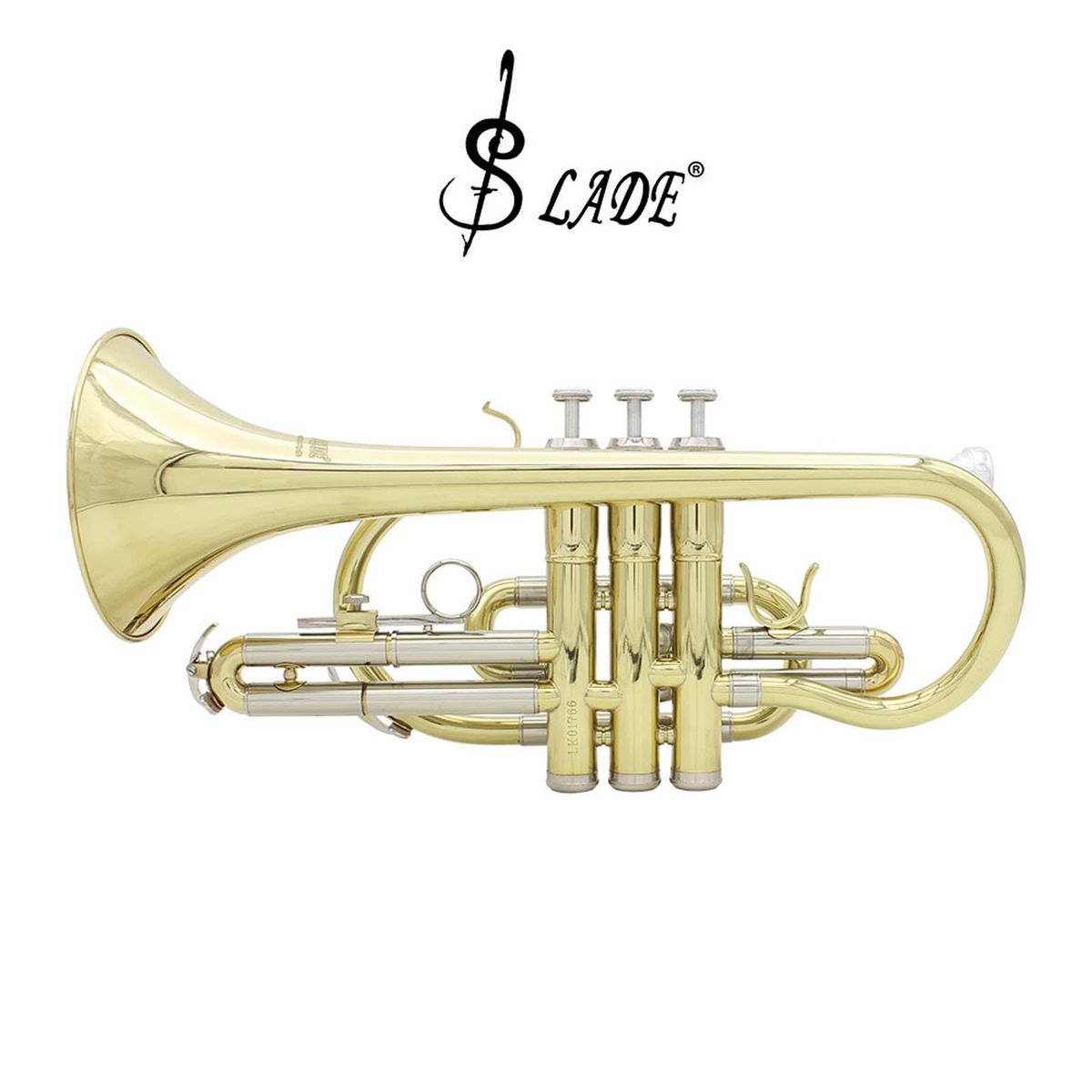 SLADE Professional Bb Flat Cornet Brass Instrument with Carrying Case Gloves Cleaning Cloth Brushes