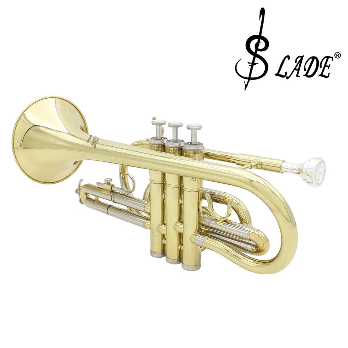 SLADE Professional Bb Flat Cornet Brass Instrument with Carrying Case Gloves Cleaning Cloth Brushes