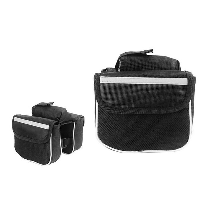 Bi Y Le  Y Ling Frame Pannier Saddle Front Tube Bag Both Side Double Pou H-black