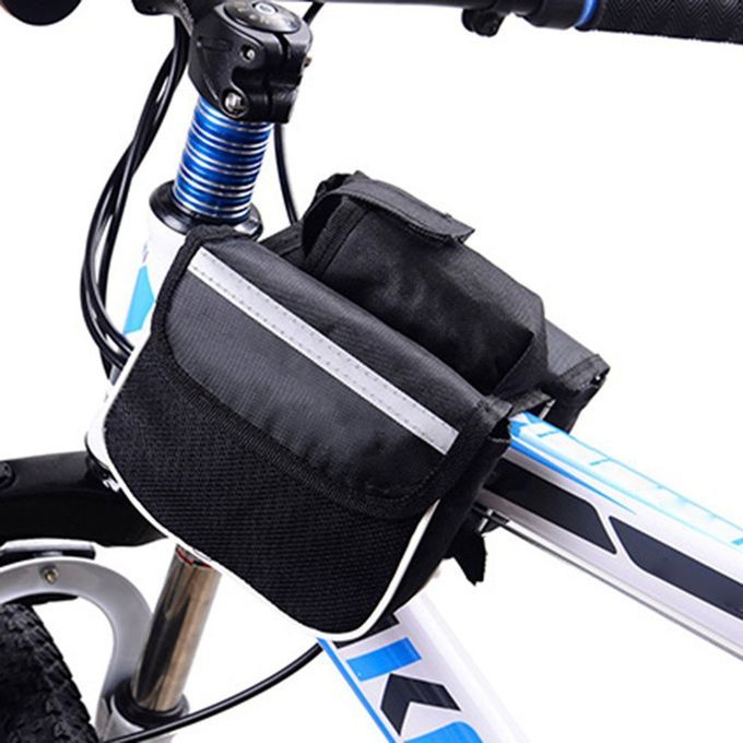 Bi Y Le  Y Ling Frame Pannier Saddle Front Tube Bag Both Side Double Pou H-black