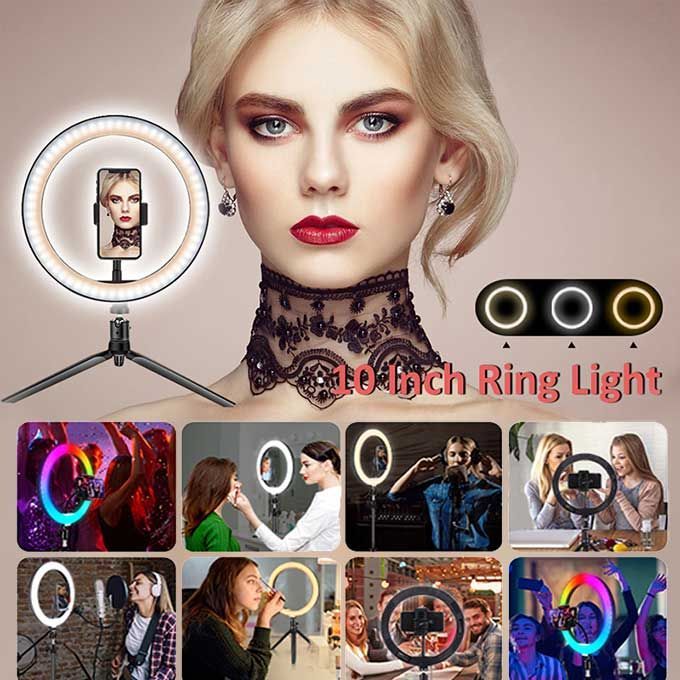 10Inch LED Ring Light Professional Camera Tripod Mobile Phone Stand Studio Live Portable.