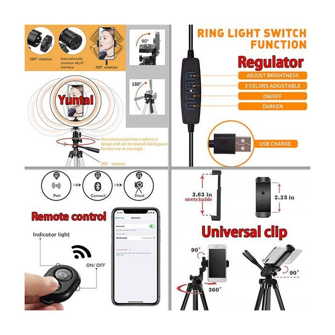 10Inch LED Ring Light Professional Camera Tripod Mobile Phone Stand Studio Live Portable.