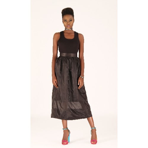 Organza Naked Bottom Panel Skirt - Black