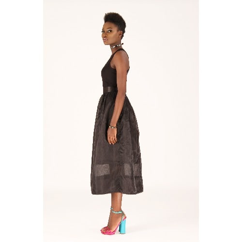 Organza Naked Bottom Panel Skirt - Black
