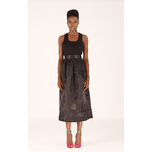 Organza Naked Bottom Panel Skirt - Black