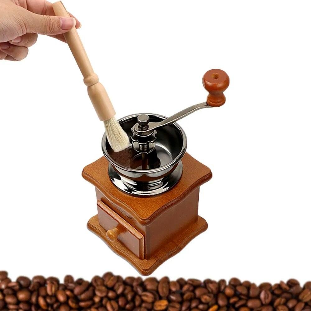 Kitchen Tools Wood Handle & Natural Bristles Coffee Machine Brush Machine Group Head Cleaning Coffee Grinder Brushes