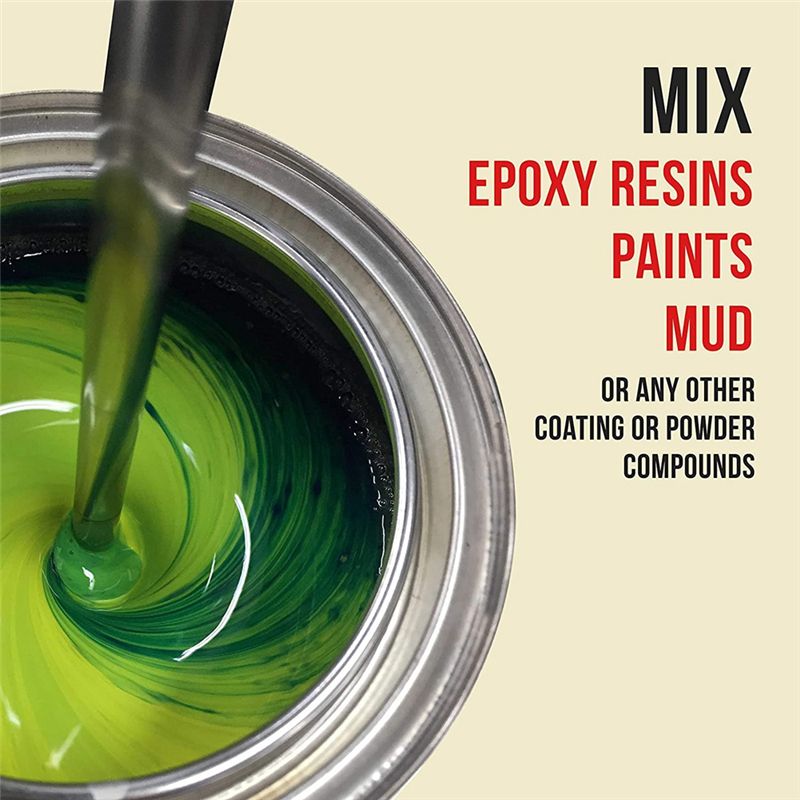 Epoxy Resin  Mud Power Drill Tool for Mixing Quarts and Gallons 10 Inch Long 1/4 Inch Round Drill Shaft 2.5 Inch Paddles