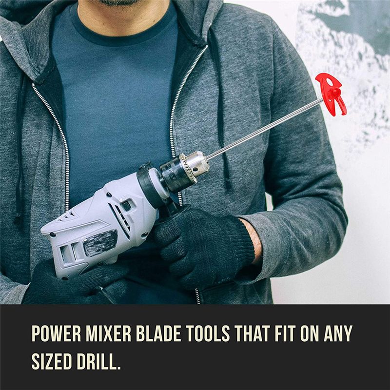 Epoxy Resin  Mud Power Drill Tool for Mixing Quarts and Gallons 10 Inch Long 1/4 Inch Round Drill Shaft 2.5 Inch Paddles