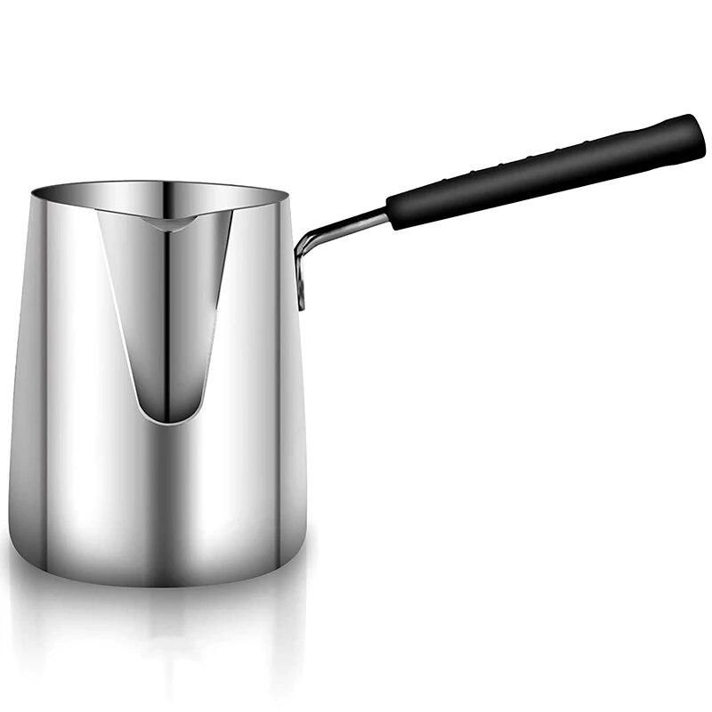 Stainless Steel Butter and Coffee Warmer,Turkish Coffee Pot,Mini Butter Melting Pot and Milk Pot with Spout