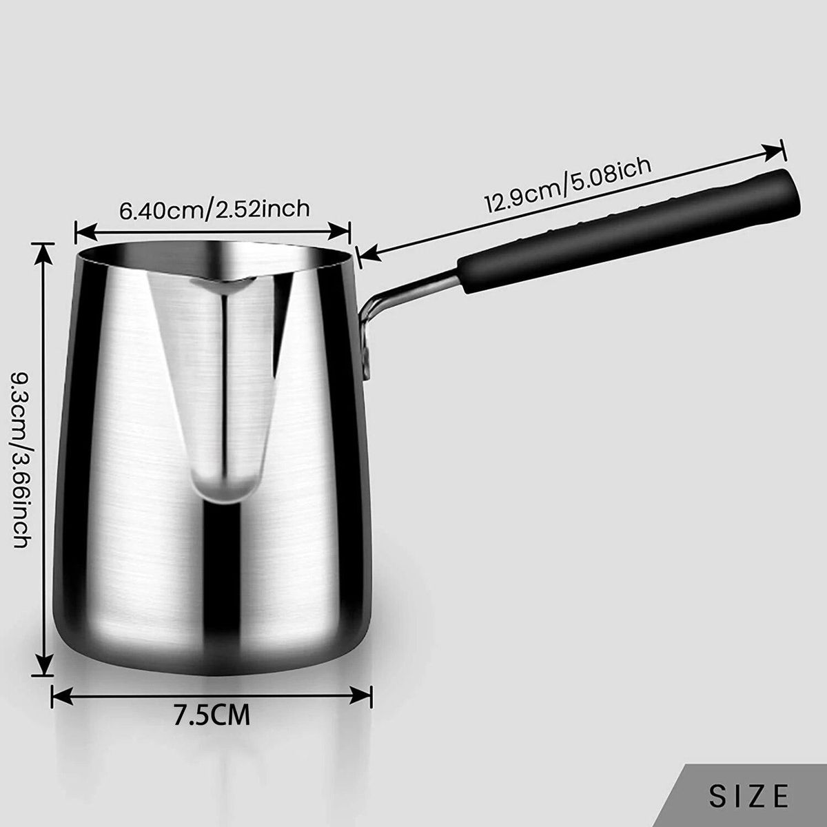 Stainless Steel Butter and Coffee Warmer,Turkish Coffee Pot,Mini Butter Melting Pot and Milk Pot with Spout