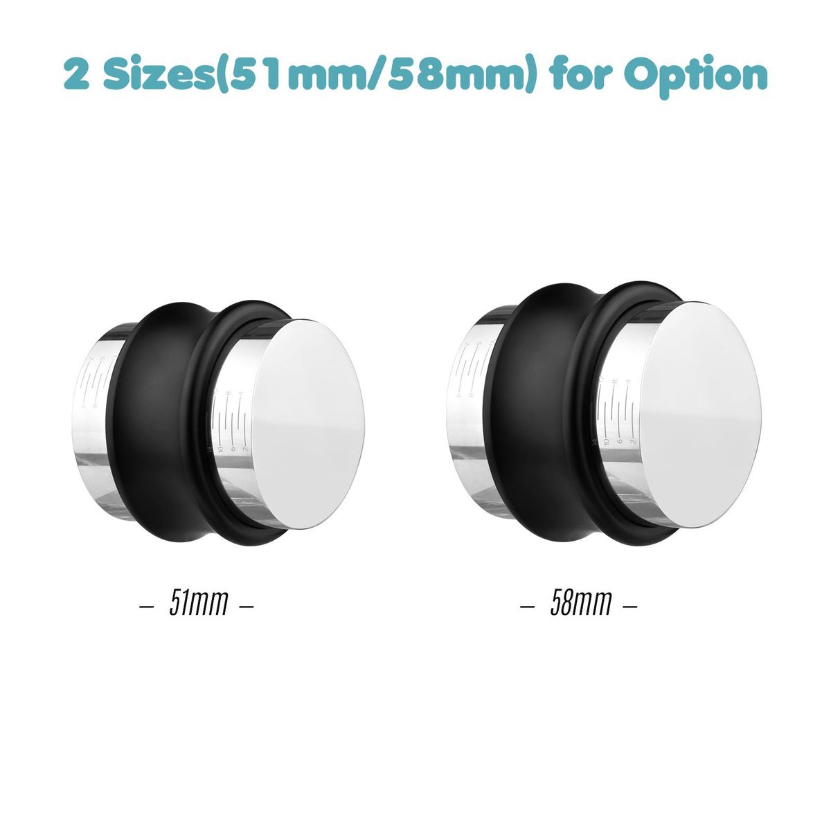 58mm 2-in-1 Coffee Distributor and Tamper Stainless Steel Dual Head Coffee Leveler with Adjustable Depth Espresso Hand Tamper