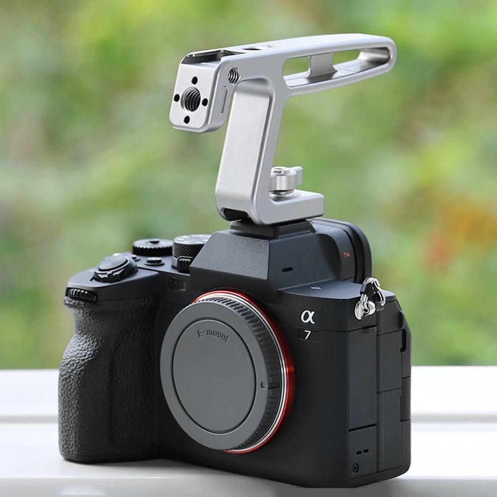 Mini Top Handel Camera Top Handgrip with Cold Shoe Mount ARRI Positiong Hole Compatible with Camera Cage Sports Camera for Vlogging Live Streaming
