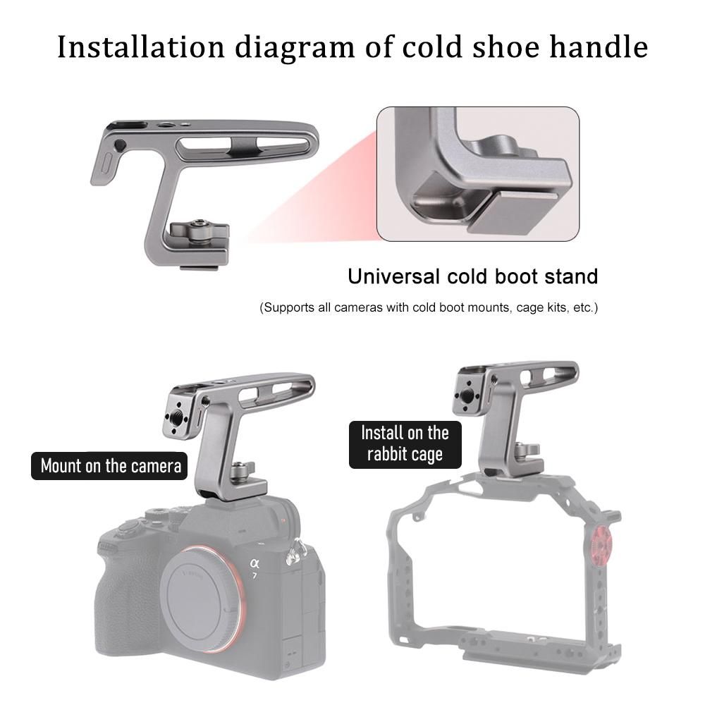 Mini Top Handel Camera Top Handgrip with Cold Shoe Mount ARRI Positiong Hole Compatible with Camera Cage Sports Camera for Vlogging Live Streaming