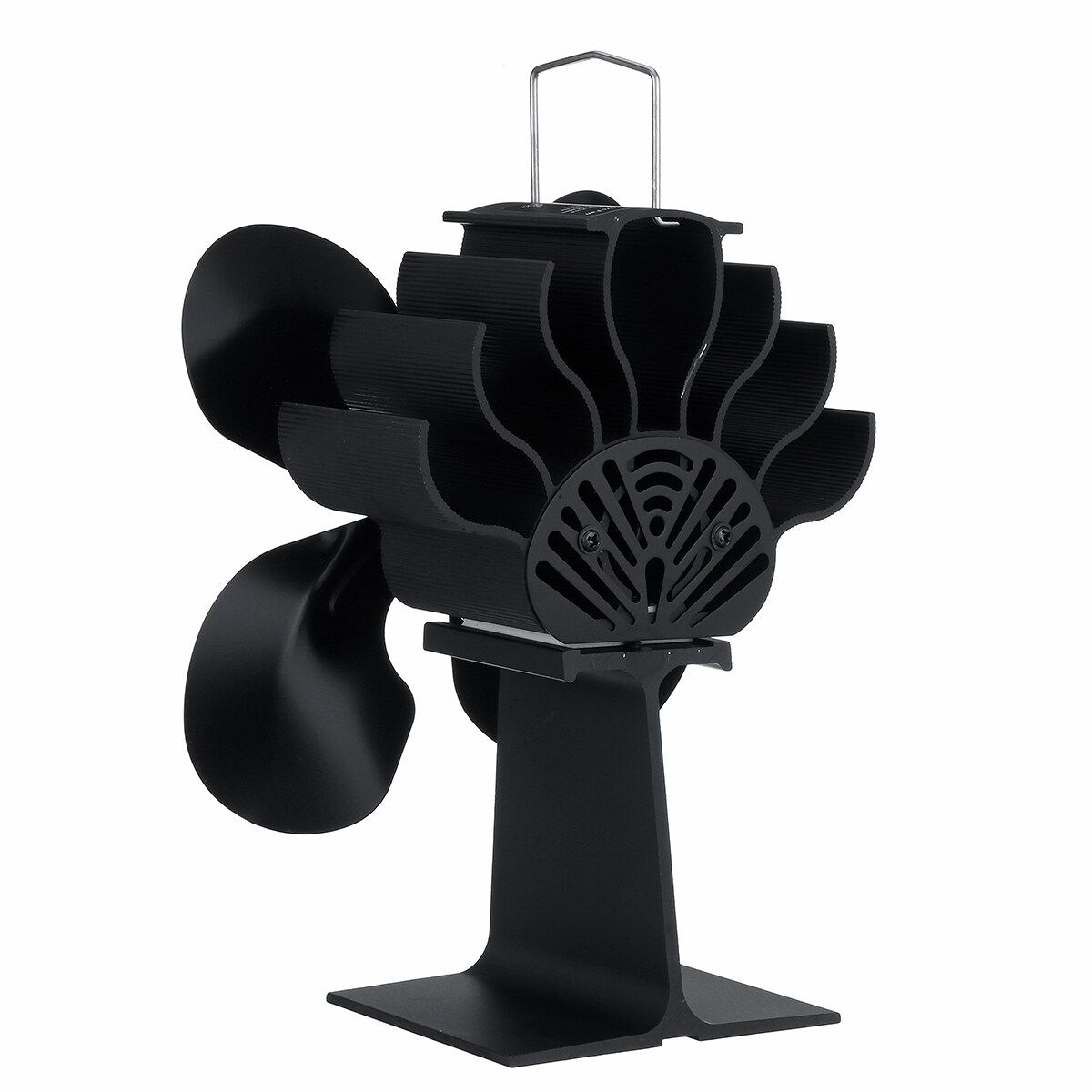 Stove Quiet Fireplace Fan 4/5 Heat Powered Eco-Friendly Rust-proof Small Desktop For Wood/Log Thermal Cycling Black 4 Blades