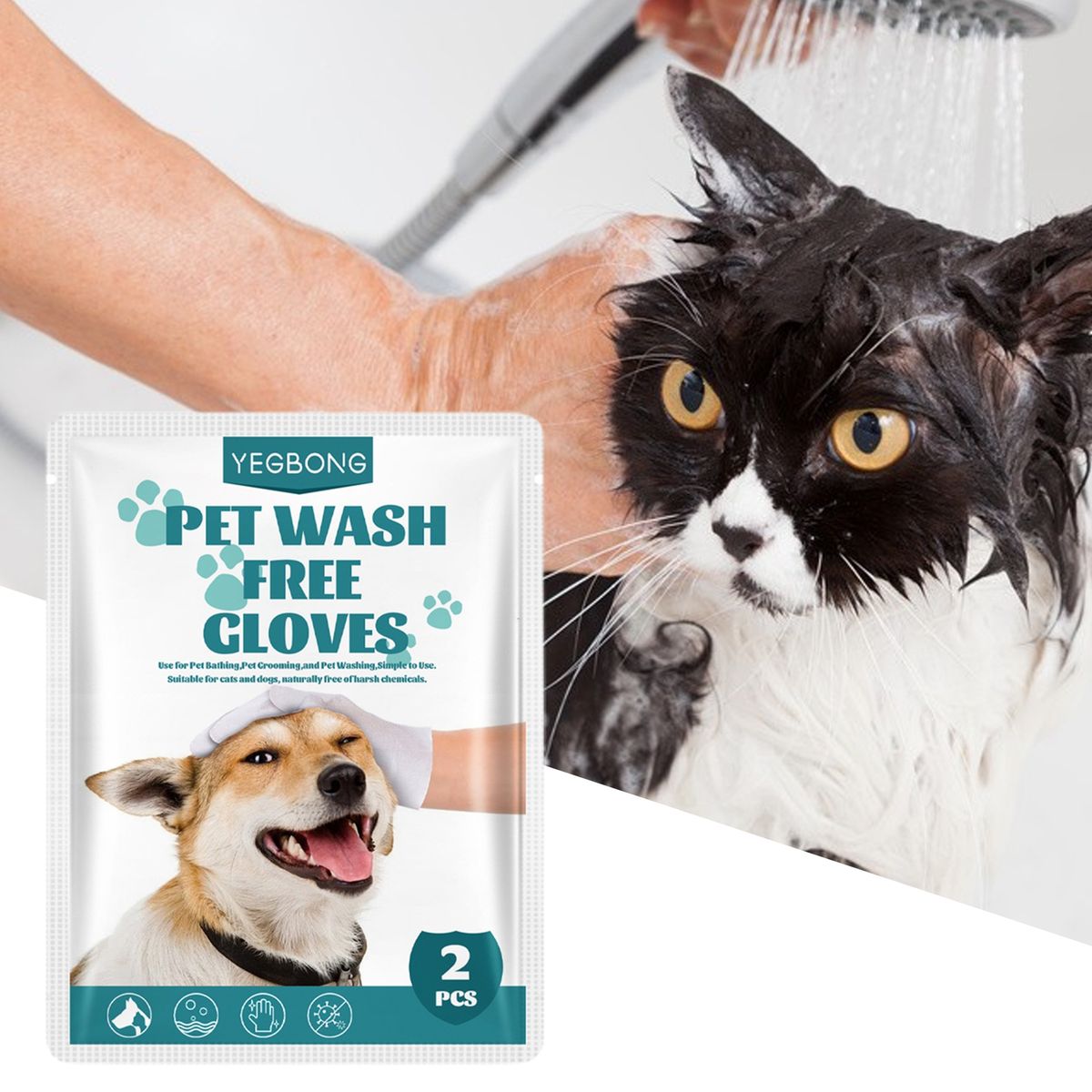 2Pcs6Pcs Pet Cleaning Gloves Hypoallergenic Bathing Paws Pet Gloves B