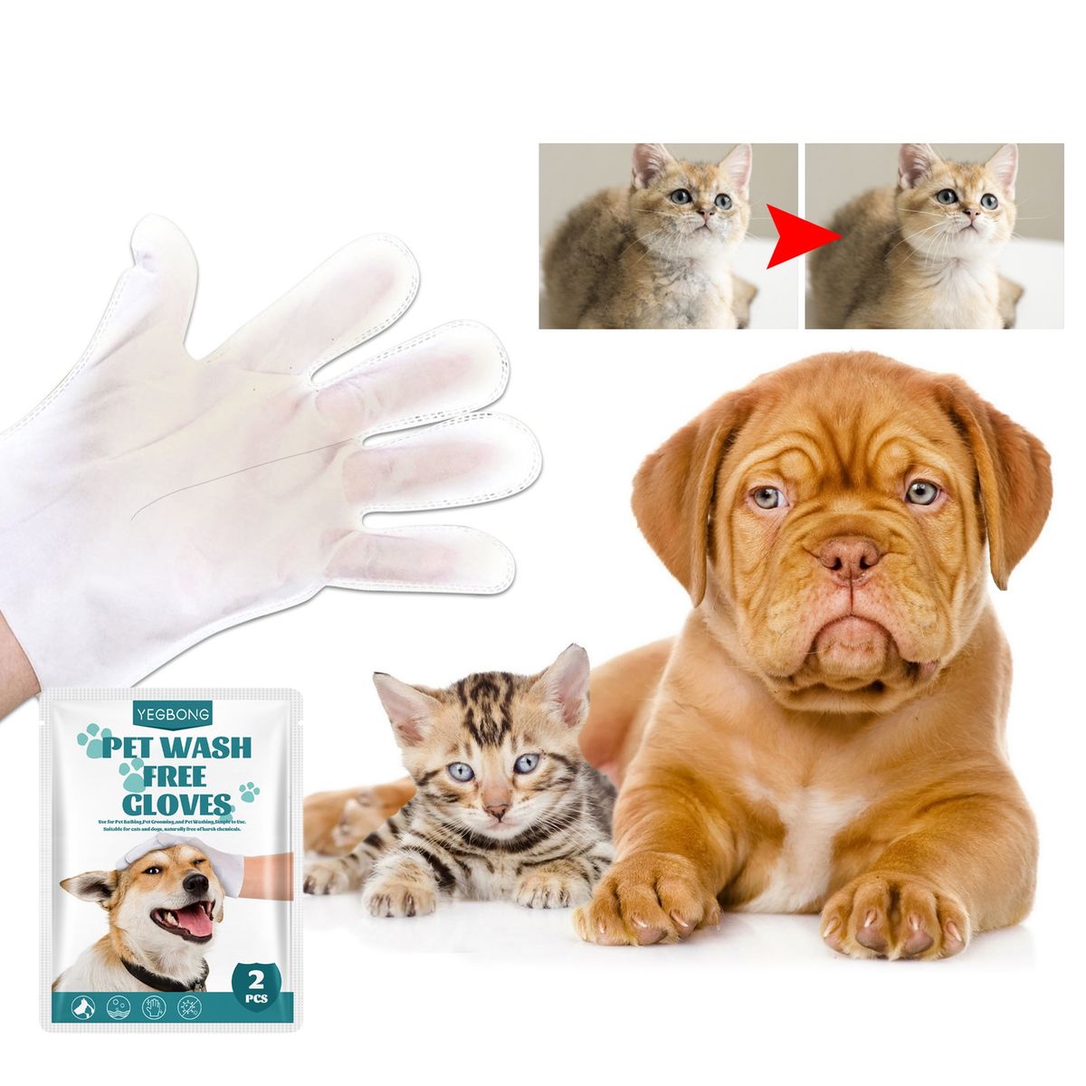 2Pcs6Pcs Pet Cleaning Gloves Hypoallergenic Bathing Paws Pet Gloves B