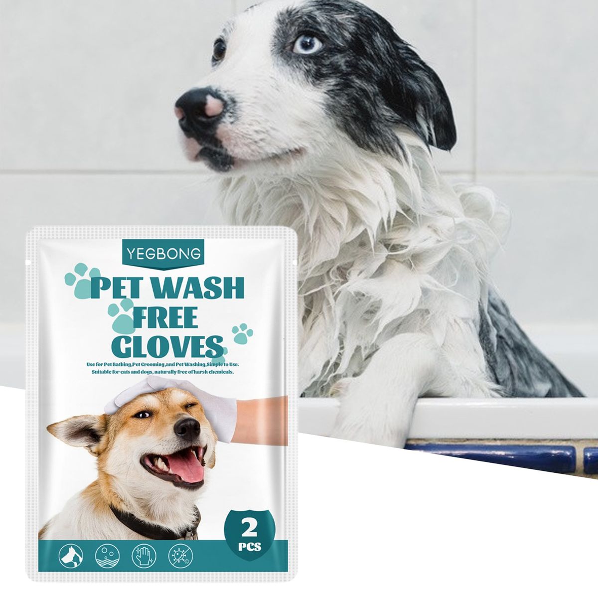 2Pcs6Pcs Pet Bath Gloves Single Use Waterless Pet Wipes A