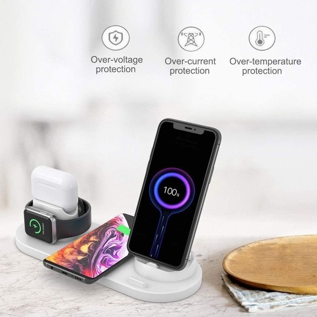 6 In 1 Phone Wireless Charger Stand Multifunction Quick For