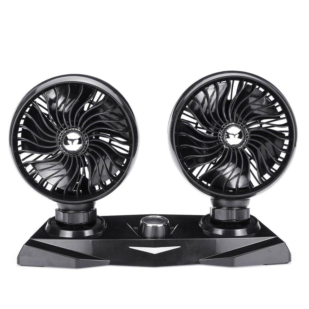 12V Dual Head Car Fan Portable Vehicle Truck 360° Rotatable Auto Cooling Cooler