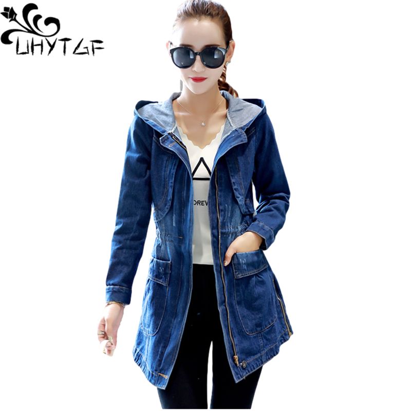 Women Hooded Loose Jeans Coats