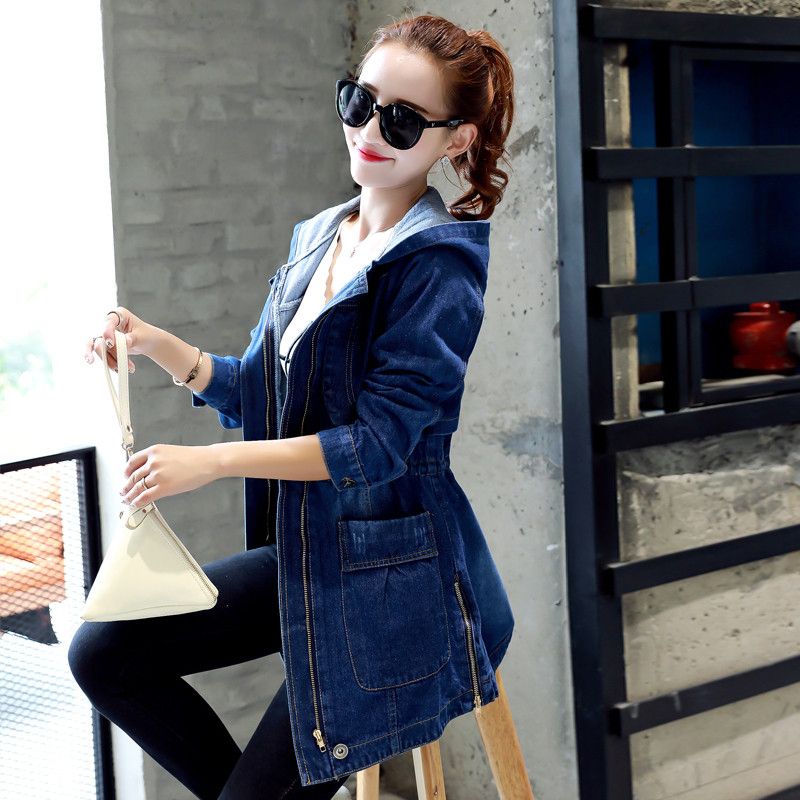 Women Hooded Loose Jeans Coats