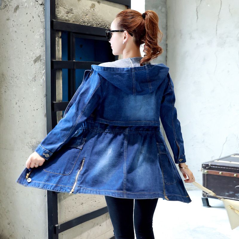 Women Hooded Loose Jeans Coats