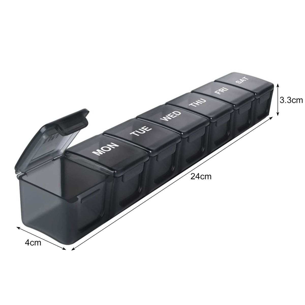 Pill Holder   7 Day Large Pill Box Black