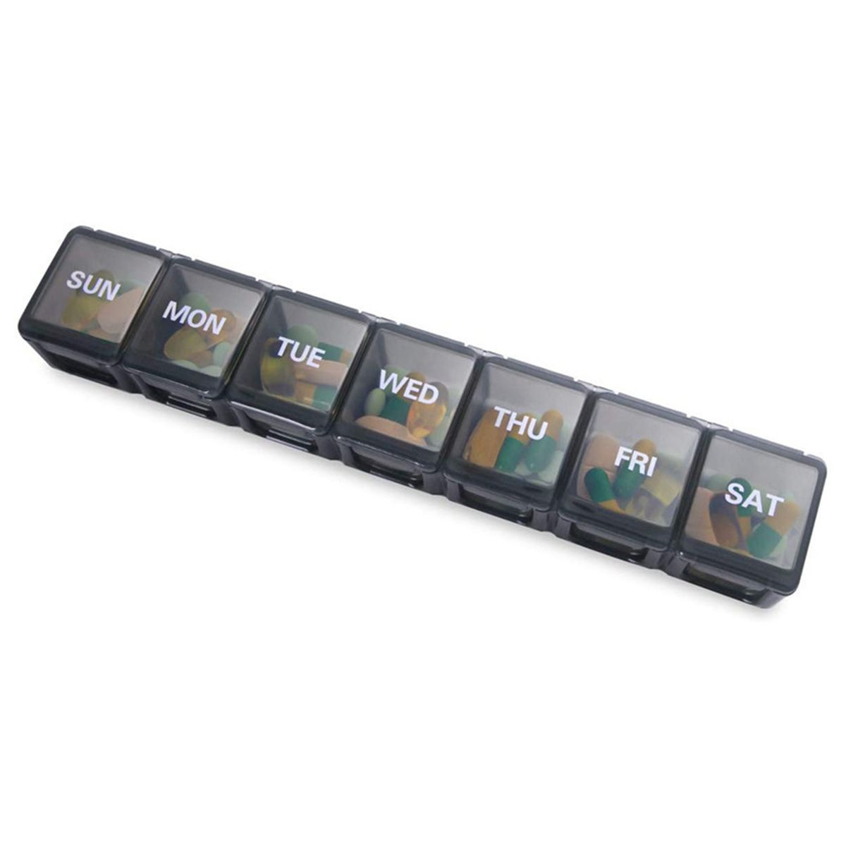 Pill Holder   7 Day Large Pill Box Black