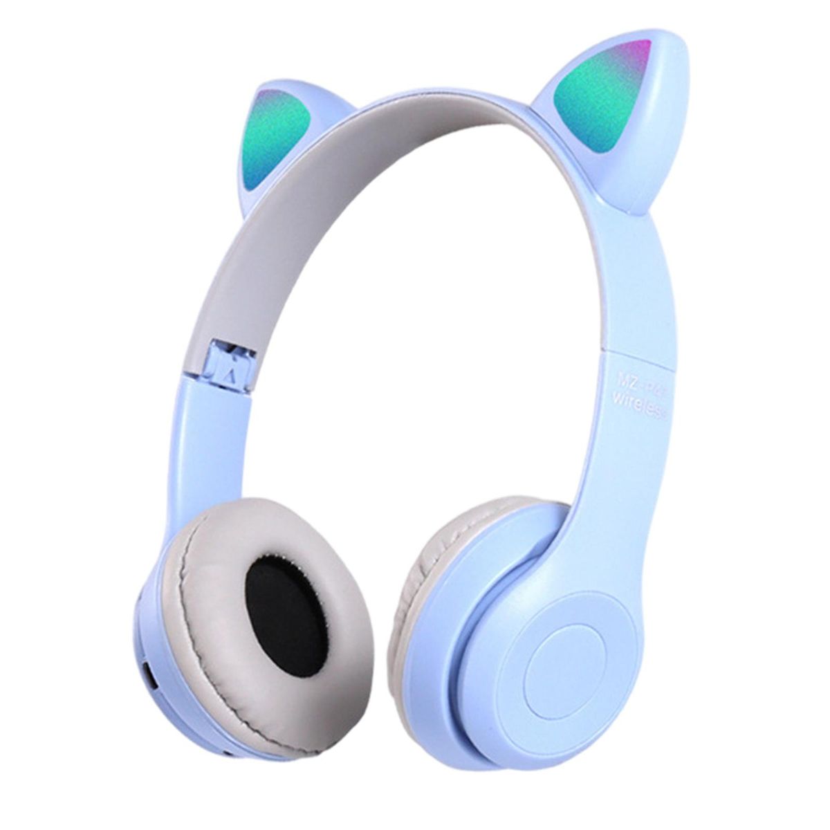 Cat Ears Wireless Headset Stereo RGB Light For Video Cell Light Blue