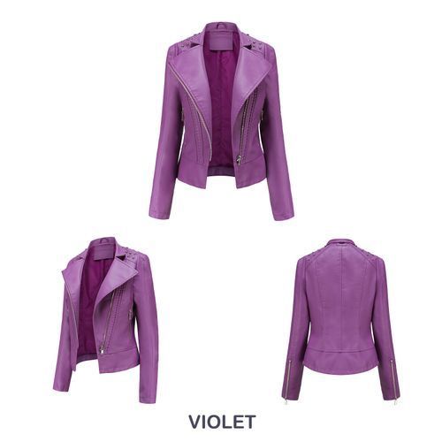 Women's Studded Leather Jacket Fashion Jacket