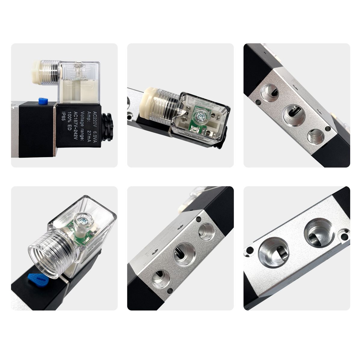 Pneumatic Air Control Solenoid Valve DC 24V PT1/4'' 5 Way 2