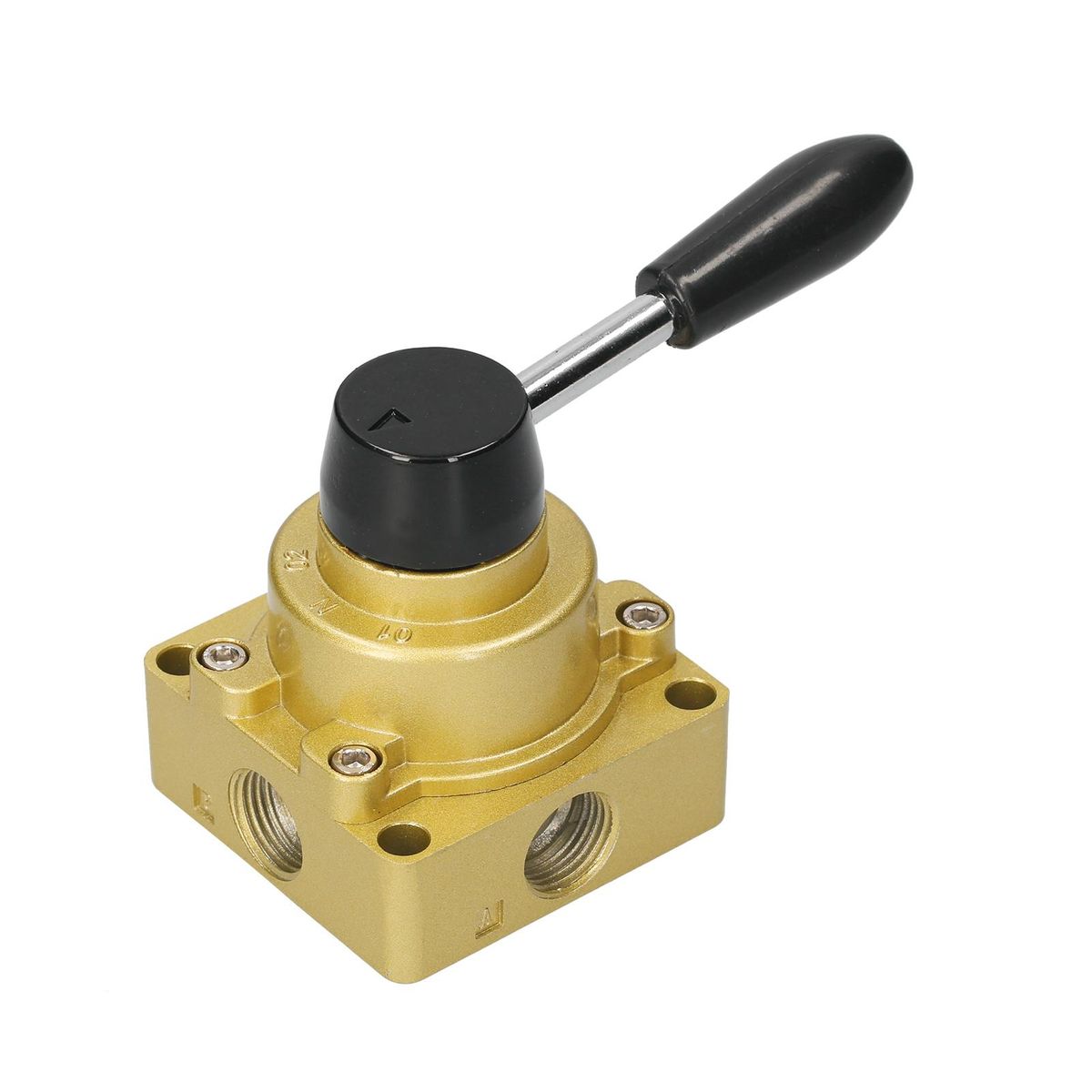 1/2-inch Pneumatic Rotary Lever Hand Valve 4 Way 3 Position Air Hand Valve Pneumatic Air Flow Control