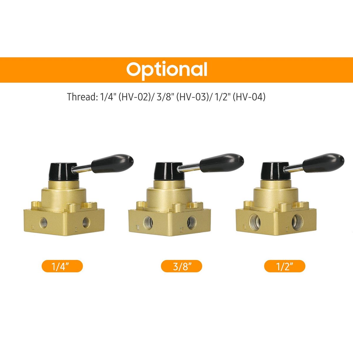 1/2-inch Pneumatic Rotary Lever Hand Valve 4 Way 3 Position Air Hand Valve Pneumatic Air Flow Control