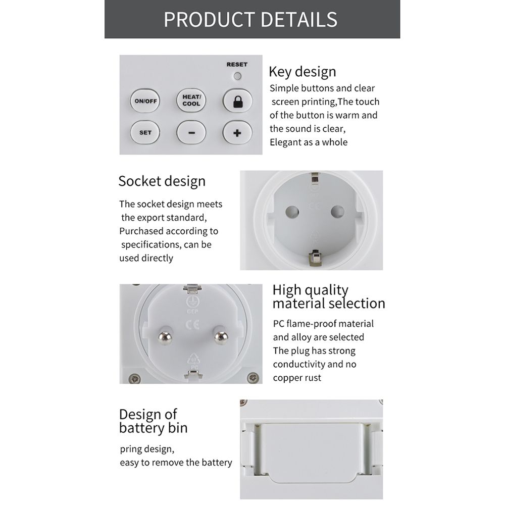 Plug-In Programmable Thermostat Wireless Thermostat Outlet