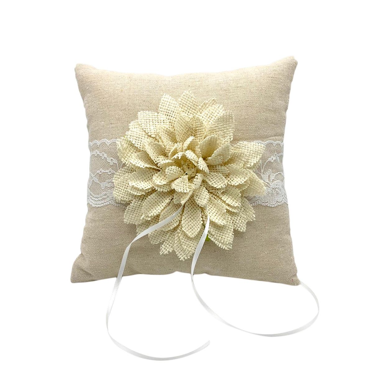 Flower Basket+Wedding Ring Bearer Pillow Big Flower Lace Pearl Decor for Wedding Party Romantic