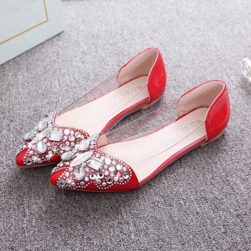 Patent Embellished Pointed Flats
