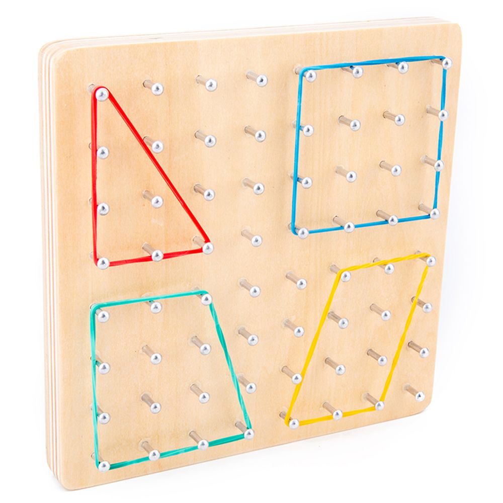 Wooden Geoboard With Rubber Bands And Cards 8 * 8 Pins