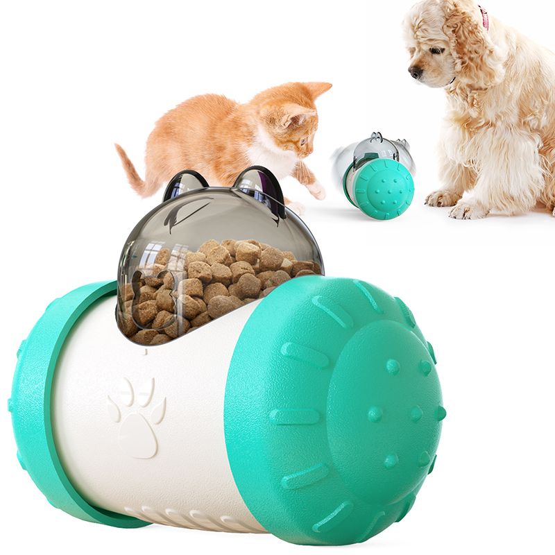 Pet Food Dispenser Tumbler Toys Dog Cat Treat Dispensing Puzzle Slow Feeding Toys Puppy Interactive Game IQ Training Toy-Style A-BLUE
