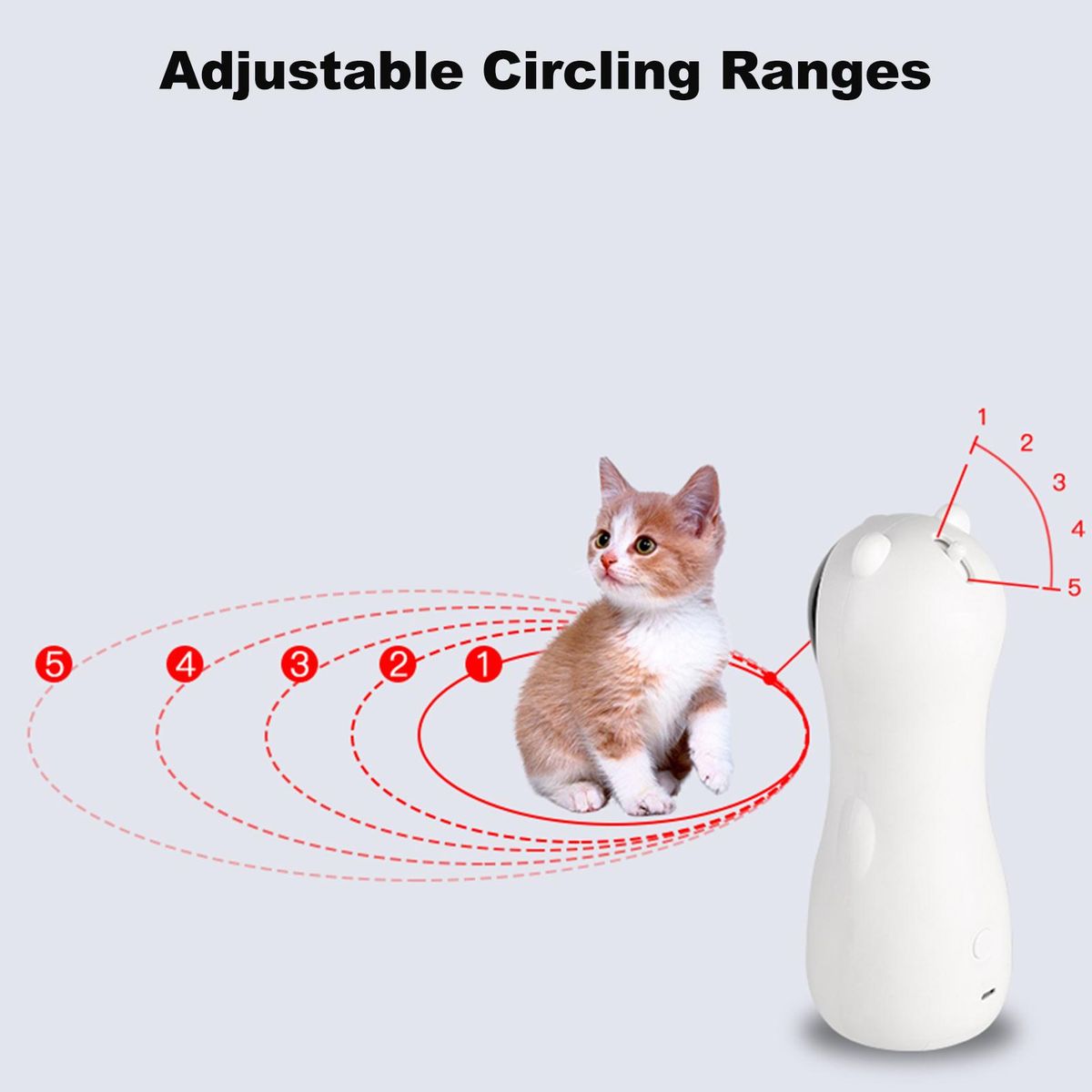 Cat Laser Toy, Automatic Rotating Laser Pointer for Cats, USB/Battery Charging Operated Pet Training Exercise Chaser Tool with 5 Adjustable Modes (White)
