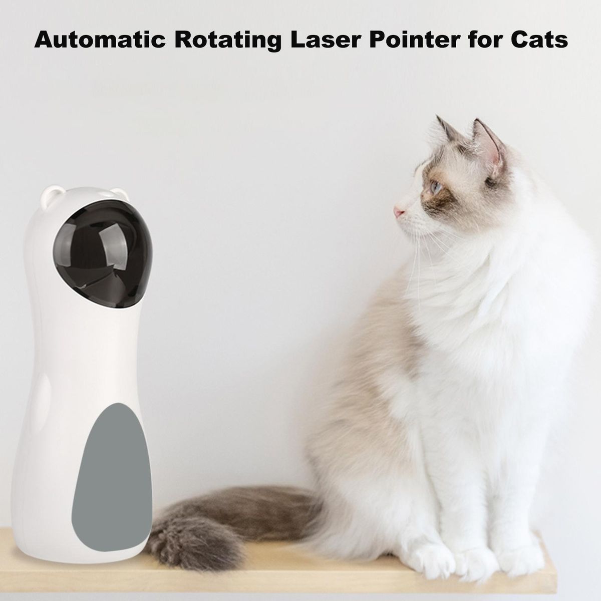 Cat Laser Toy, Automatic Rotating Laser Pointer for Cats, USB/Battery Charging Operated Pet Training Exercise Chaser Tool with 5 Adjustable Modes (White)