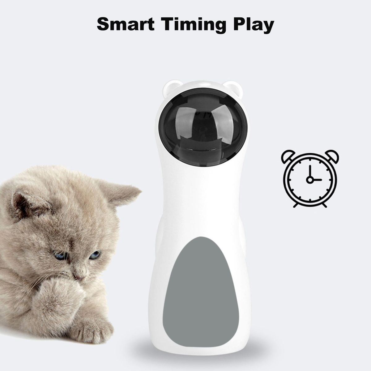 Cat Laser Toy, Automatic Rotating Laser Pointer for Cats, USB/Battery Charging Operated Pet Training Exercise Chaser Tool with 5 Adjustable Modes (White)