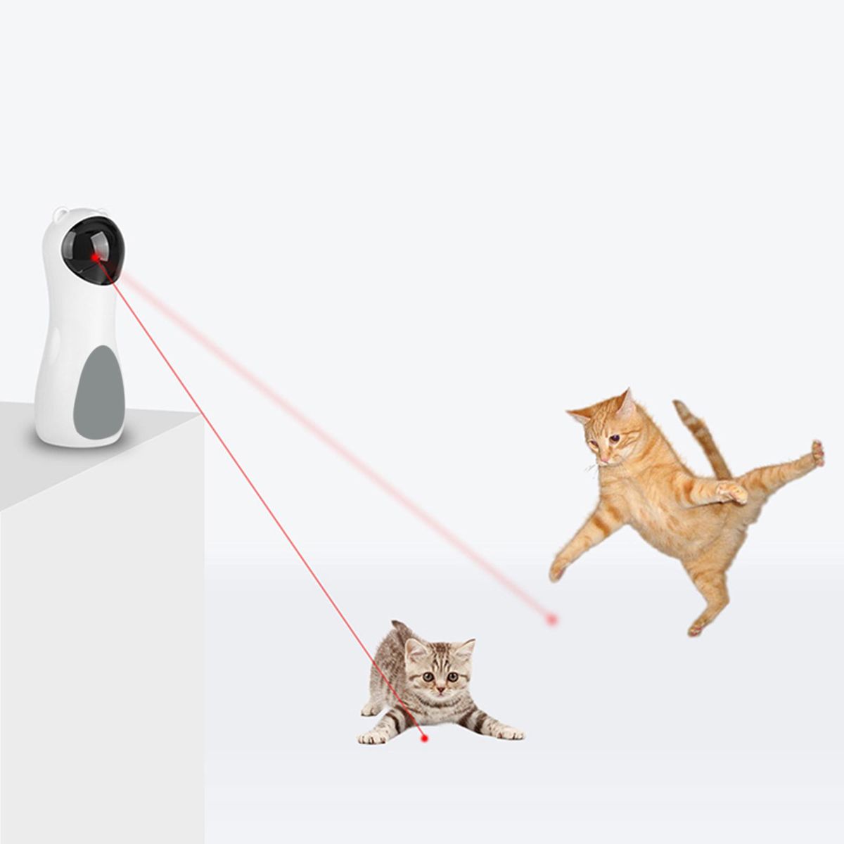 Cat Laser Toy, Automatic Rotating Laser Pointer for Cats, USB/Battery Charging Operated Pet Training Exercise Chaser Tool with 5 Adjustable Modes (White)