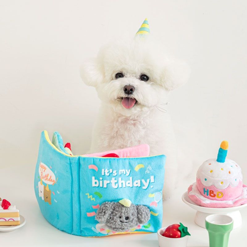 Missed Eating Cute Sniffing Sound Reading Toy Dog Tibetan Food Book Schnauzer Maltese Yorkshire Pet Birthday Toy Interactive-Blue