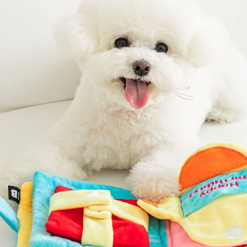 Missed Eating Cute Sniffing Sound Reading Toy Dog Tibetan Food Book Schnauzer Maltese Yorkshire Pet Birthday Toy Interactive-Blue