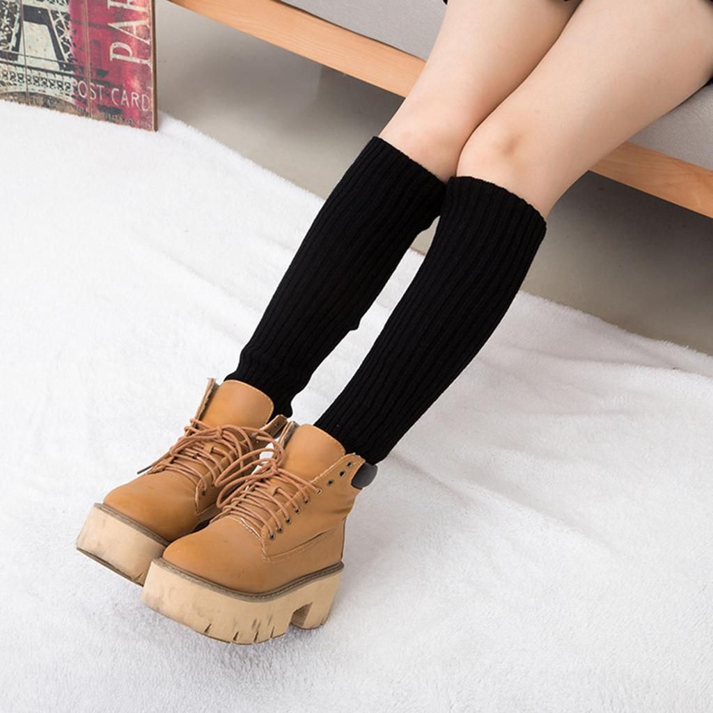 2x Ladies Winter Leg Warmer Thick Crochet Thigh-High Boots Shoes Socks